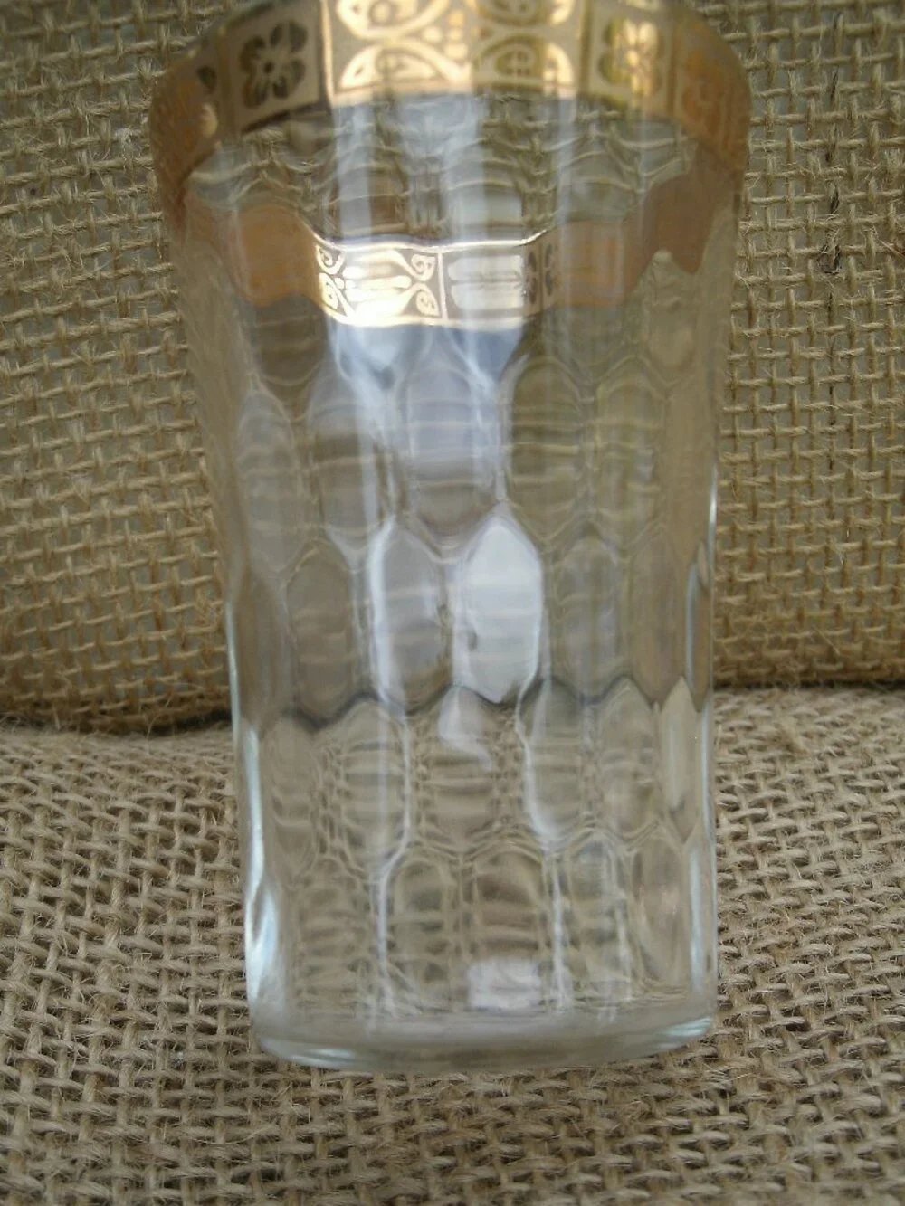 Vintage West Virginia Glass Optic 22K Gold Cordial Glass Set of 6
